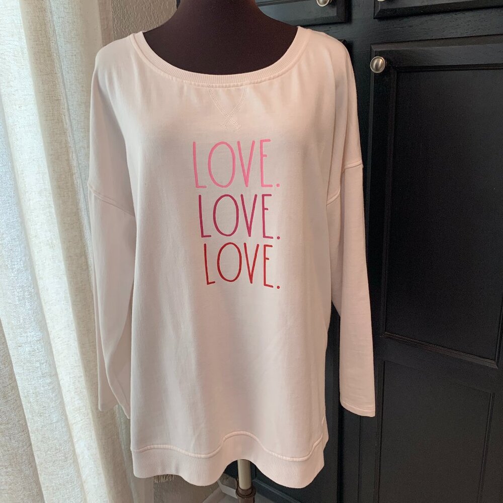 LOVE Print Long-Sleeve Women's Top - White